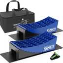 RVMATE Camper Levelers 8-Piece Kit RV Leveling Blocks Camper Wheel Chocks Including Two Curved Levelers, Two Chocks, One Level and Two Rubber Grip Mats in Storage Carrying Bag (Blue)