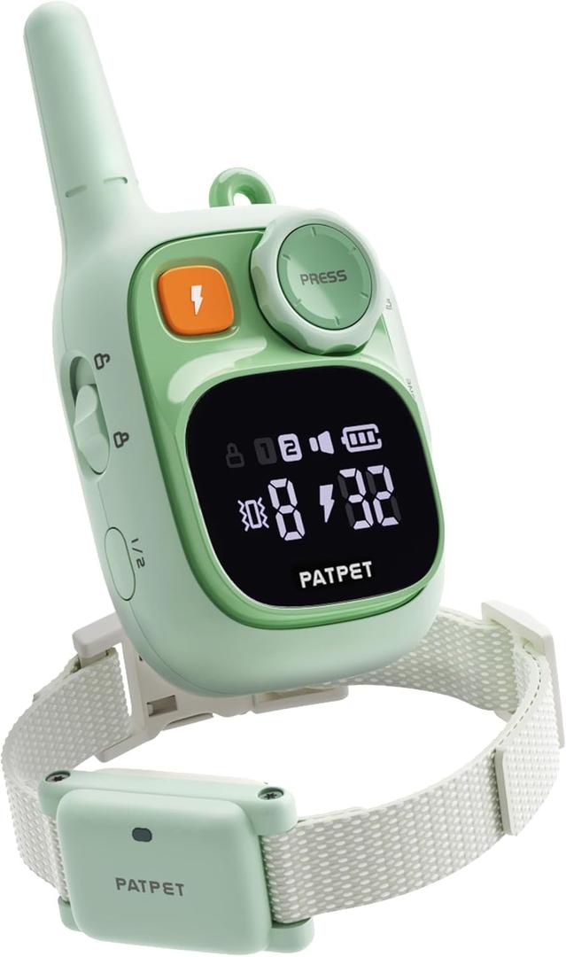 PATPET Dog Training Collar - IPX7 Waterproof Zap Collar for 8-100lbs Small Medium Large Dogs, 1800ft Rechargeable Dog Trainer, 3 Safe Modes, Green