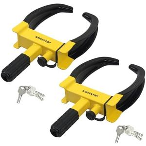 KAYCENTOP Universal Wheel Lock Clamp Anti Theft Trailer Locks Fit Most Vehicles Max 11" Tire Width Security Tire Boot Lock for Trailers SUV Boats ATV's Motorcycles Golf Cart 2 Packs 6 Keys Alike