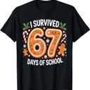 I Survived 67 Days of School Christmas Candy Cane Six Seven T-Shirt M 