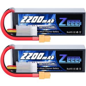 Zeee 3S 120C 2200mAh 11.1V Lipo Battery with XT60 Plug RC Graphene Lipo for FPV Drone Quadcopter Helicopter Airplane RC Boat RC Car RC Models(2 Pack)