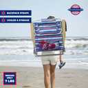 Tommy Bahama 5-Position Classic Lay Flat Folding Backpack Beach Chair, Aluminum, Red, White, and Blue Stripe