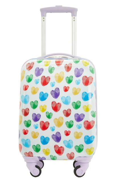 Travelers Club Kids Travel Luggage- Thumbprint heart Multicolored Hearts Watercolor Elastic Travel Luggage