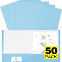 Blue Folders with Pockets 50 Pack Pastel Colors,2 Pocket Folders Fit Letter Size Paper,Paper File Folder for School Office Home Bussiness