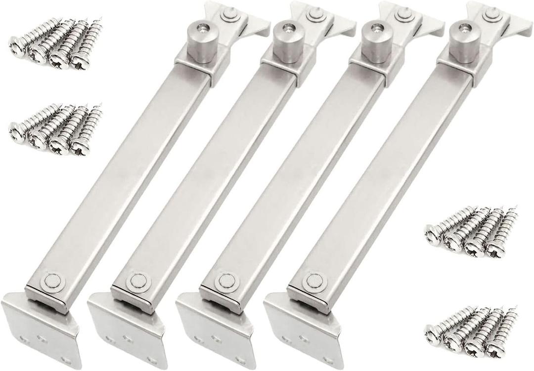 Window Hinges - Casement Window Stays & Locks, Angled Fixed Base, Sprayed Silver Style, 2 Pair, 6 Fixed Slots