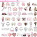 150PCS Pink Coquette Stickers, Waterproof Aesthetic Vinyl Stickers for Girls, Water Bottles, Laptop, Phone Case, Guitar