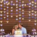 Champagne Gold Purple Heart Party Decorations Glitter Paper Love Heart Hanging Garland Banner Streamer for Valentines Day Birthday Baby Shower Wedding Anniversary Lilac Violet Lavender Themed Party