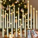 16 Pcs Battery Operated Taper Candles with Remote Timer Christmas Candles Bulk Decor 8.5" 9.6" 10.8" 12.8" LED Multiple Sizes Flameless Flickering Candlestick for Christmas Wedding (Ivory)