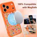 OOK Frosted Magnetic Case for iPhone 17 Pro Max, Cute Orange Floral Bow | Compatible with MagSafe, Shockproof Cover for Women & Girls