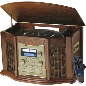 Inovalley- Paris (Retro 11) Nostalgic 5-IN-1 Music Centre System with CD burner recorder - Vinyl records to CD, Cassette to CD, Radio to CD (Record onto a blank CD) - CD Player - Radio - Turntable inc Remote Control 