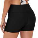 Tournesol Women's 3" Swim Shorts High Waisted Bathing Suit Bottoms Seamless Board Shorts UPF50+ Boyshorts with Pockets (X-Large, Black)