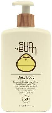 Sun Bum Daily SPF 50 Sunscreen Body Lotion - Broad Spectrum Moisturizing Sunscreen with Vitamin E - Vegan and Hawaii 104 Act Compliant (Without Octinoxate & Oxybenzone) - Dermatologist Tested - 8 oz
