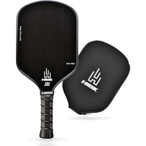 RAV PRO Pickleball Paddle - Ultimate HIGH END 16mm Japanese Toray T700 Raw Carbon Fiber CFS w/Excellent GRIT Roughness Texture, Aero Dynamic Curve, USAPA Approved, Non Slip Grip (Black)