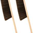 2 Pieces Woooden Dust Brush Hand Broom Bench Brush with Long Wood Handle Whisk Broom Soft Bristle Brush for Counter Bed Sofa Car Fireplace Clothes Household Cleaning(Brown)