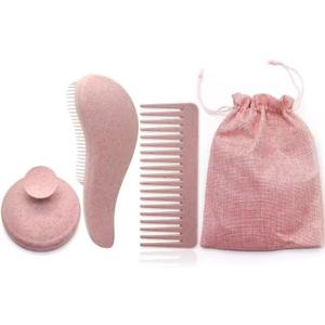 3-in-1 Hair Care Set Detangling Brush, Wide Tooth Comb & Scalp Massager Brush | Reduces Breakage, Stimulates Scalp & Promotes Healthy Hair Growth for Curly, Coily, Natural & Straight Hair (Pink)