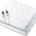 Beurer UWB70 Heated Mattress Pad Queen, Dual Control Electric Mattress Cover with Separate Feet/Body Heat, Auto Shut Off, 9 Warming Levels, Overheat Protection, and Soft Quilted Fabric, 60" x 80"
