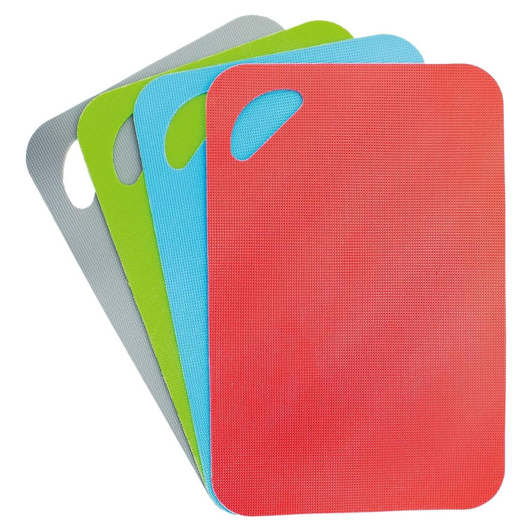 4 x Jacent Plastic Cutting Board Set: 4 Count, Multicolored, Non-slip Mats for Meat and Vegetables, Non-Slip Cutting Mat, Chopping Board, Kitchen Prep Cutting Mat For Onions, Tomatoes, And More