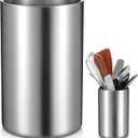 Exclaith Cooking Utensil Holder for Kitchen Counter 4.7 x 7.5 inch Stainless Steel Sleek Kitchen Utensil Holder for Countertop Spatula Spoon Caddy Organizer, Silver