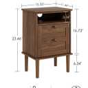 Nightstand, Boho Night Stand with 1 Drawer, Modern Side Accent Table with Open Shelf, Wooden Top Bedside End Table for Bedroom, Living Room, Walnut