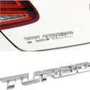 Turbo Car Emblem, 3D Metal Emblem Badge Sticker with Turbo Letters, Self-Adhesive Turbo Vehicle Fender Rear Trunk Emblem Decal, Universal Car Accessories for Decor (Silver)