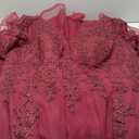 Miao Duo Women's Floral Lace Appliques 3/4 Sleeve Mother of The Bride Dresses Long V Neck Formal Dresses with Pockets YZTS028 (Burgundy), 16W