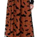 Women Pumpkin Skirt Elastic Waist Layered Mesh Midi Skirt Party Costume (S)