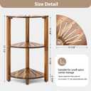 IBosins Corner Shower Caddy Standing 3-Tier Bathroom Shower Stool Shelf for Inside Shower Natural Acacia Wood Organizer & Storage for Bedroom Living Room Kitchen