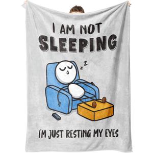 Funny Christmas Birthday Gifts for Men, Dad, Husband, Anniversary Retirement Gifts for Men Grandpa, Dad, Husband, Super Soft Flannel Throws Blanket for Napping, 60" x 50"