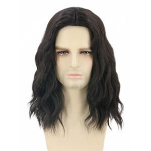 Topcosplay Men Wigs Black Short Curly Hair Funny Wigs for Man Halloween Costume Party Wig