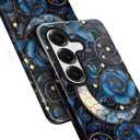Case for Samsung Galaxy S25,Stained Glass Moon Mosaic Dark Academia Phone Case Military-Grade Drop Protection Cover for Women Girl - Glossy