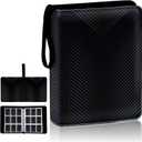 Premium Black Trading Card Binder with Handle 900 Card Capacity, 50 Double-Sided 9-Pocket Sleeves, PU Leather Zippered Design, Velvet Lining, Includes Bonus Clear Card Holder 13" x 10.5" x 1.8"