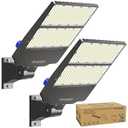 Dimgogo LED Parking Lot Light 300W, UL Listed 45, 000LM 6500K Light with Dusk to Dawn Photocell, Adjustable Arm Mount, IP66 Waterproof, Commercial LED Area Security for Parking Lot, Roadway, 2 Packs