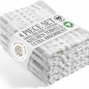 Delilah Home Sea Pines Kitchen Towels Super Soft and Comfy Kitchen Cloth Napkins Made from Organic Cotton Material for Drying, Wiping, or Cleaning White-Beige (Pack of 4)