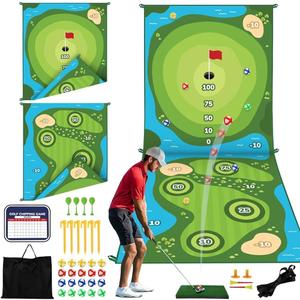TOY Life Golf Chipping Game, Double-Sided Sticky Golf Pro Battle Mat with 20 Sticky Balls & 4 Darts, Backyard Chipping Games for Adult Kids Outdoor & Indoor
