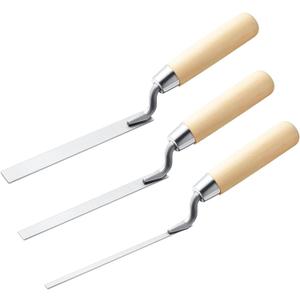 Lothee 3 Pieces Tuck Pointer Trowel Set with Wood Handle, 6-3/4" by 1/4", 3/8", 1/2", Professional Mortar Repair and Masonry Tools for Tuck Pointing