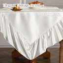 Vonty Ruffle Tablecloth White Satin Tablecloth - 60" x 102", Silky Table Cloth Rectangle Scalloped Table Cloth Farmhouse Tables Cover Silk Tablecloths Vintage Tables Skirt for Kitchen Dining