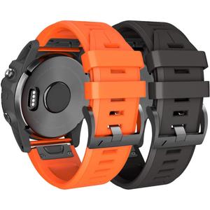 NotoCity Compatible with Fenix 5 Plus Watch Band Replacement Silicone Watch Strap for Fenix 5/Fenix 6/Fenix 6 Pro/Fenix 7/Forerunner 935/945/Approach S60/Quatix 5/epix SmartwatchBlack/Orange