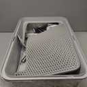 Stainless Steel Litter Box | XL Enclosed Cat Litter Boxes with Lid for Big Cats | High Sided, Anti-Urine Leakage | Non-Stick Bottom & Includes Litter Mat & Metal Scoop