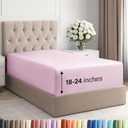 Extra Deep Twin Fitted Sheet - Hotel Luxury Single Fitted Sheet Only - Easily Fits 18 inch to 24 inch Mattress - Ultra Soft, Wrinkle & Fade Free w/Extra Deep Pockets - Breathable & Comfy - Light Pink