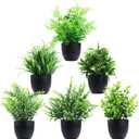 Clearain Fake Plants 6 Packs Artificial Plants Small Faux Plants Black Bathroom Accessories for Bathroom Home Kitchen Coffee Table Office Desk Decor Indoor (Black)