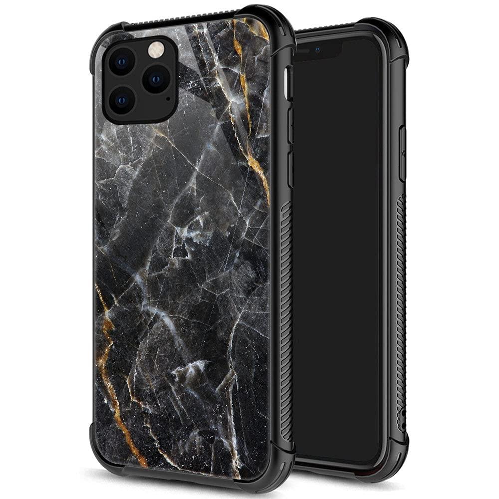 DJSOK Case for iPhone 11 Pro Max,Luxury Pattern Design Shockproof Rugged Cover,Cases for Man Woman-Classic Black Natural Marble Pattern