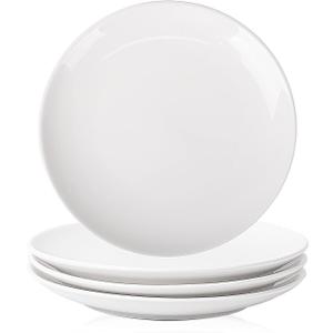 DELLING 7 Inch Appetizer Plates Set, White Ceramic Dessert Plates/Salad Plate - Small Round Serving Plates for Snacks, Side Dishes, Pasta, Microwave & Dishwasher Safe - Set of 4