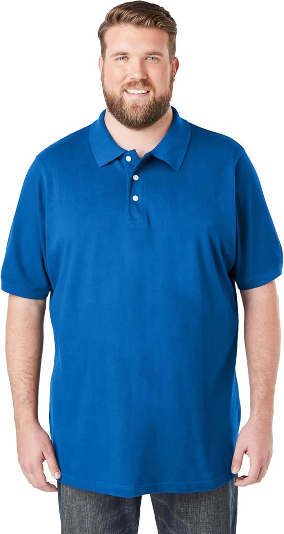 KingSize Men's Big & Tall Shrink-Less Classic Cotton Polo Shirt (5X-Large Big, Royal Blue)