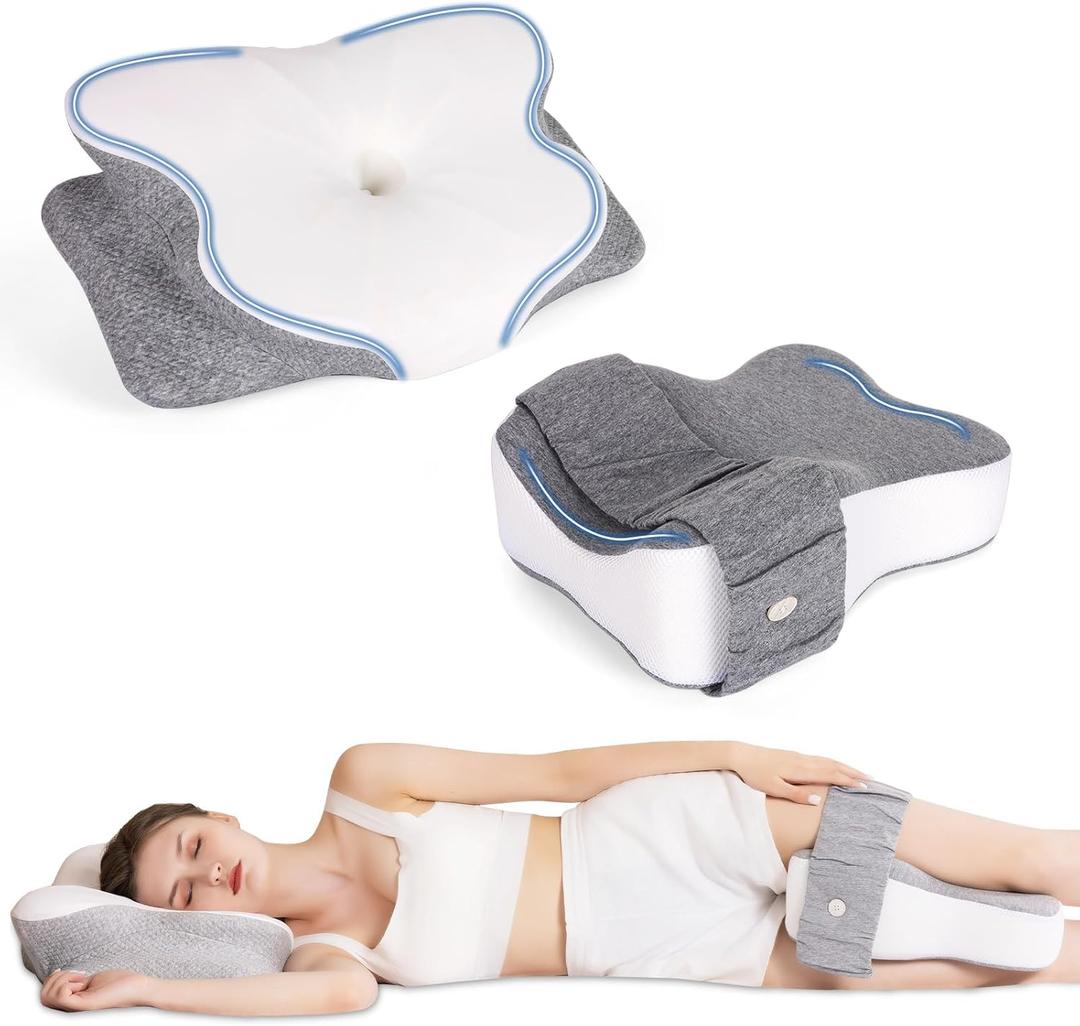 2 in 1 Cervical Neck Pillow for Sleeping and Leg & Knee Pillow for Side Sleepers. Ergonomic Contour Pillow for Pain Relief Cooling Pillow Neck Support Pillow, Odorless Memory Foam Pillows