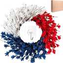 20 4th of July Wreath for Front Door, Handmade Patriotic Red White Blue Fourth of July Wreath Decorations for Wall Window Porch Indoor Outdoor Home Office Independence Day Memorial Day Decor