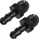 8AN Male Flare to 3/8" Hose Barb Straight Adapter Fuel Hose Fittings AN8-3/8" Aluminum Black, 2 Pcs