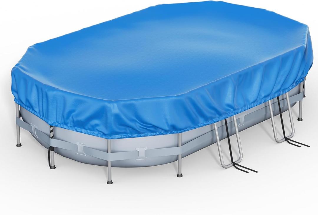 16x10 Oval Pool Covers for Above Ground Pools Tear-Resistant & Windproof | 5-Layer Heavy-Duty PE Solar Pool Cover, Fits Bestway/Intex/Coleman 16x10 or 14x8 Frame Pools