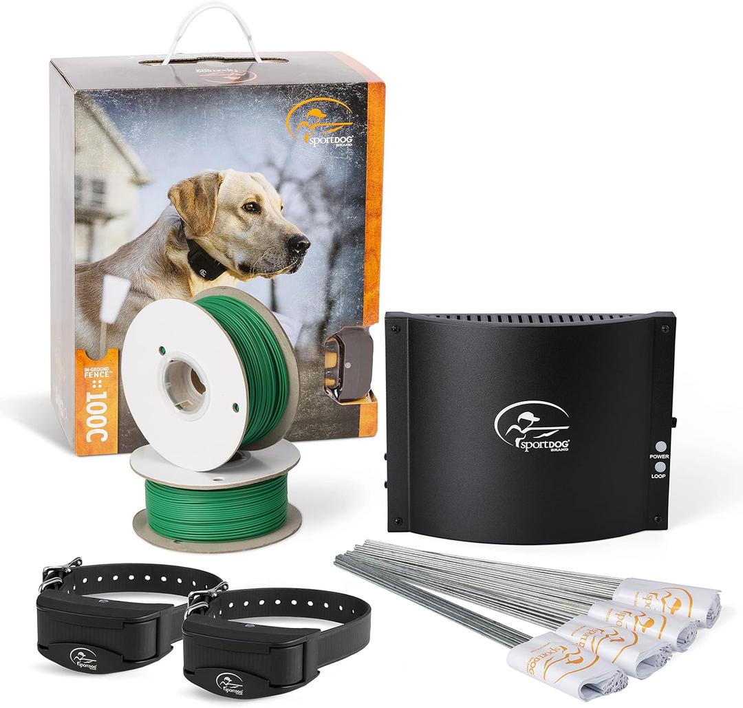 SportDOG Brand Rechargeable In-Ground Fence System for 2 Dogs - Waterproof, Rechargeable Collar with Tone, Vibrate, and Static - Expandable to Contain Unlimited Dogs