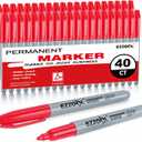 Red Permanent Markers Bulk, 40 Packs Fine Tip Permanent Markers, Waterproof Markers, Premium Smear Proof Pens, Quick Drying, Office Supplies for School, Office, Home