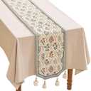 ISAENNE Designer Vintage Elegant Linen Table Runner 118 Inches Extra Long,Colorful Wildflower Pattern Runner,Decor Table Runners for Dining Tables,Thanksgiving,Christmas,12"*118"-Serenity B